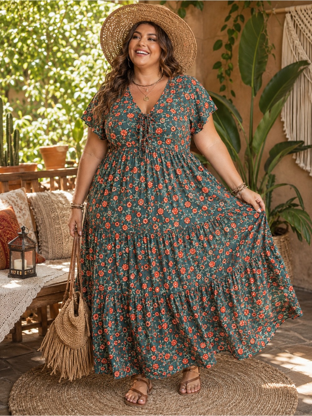 RUSTTYDUSTTY Floral Tiered Maxi Dress NWT